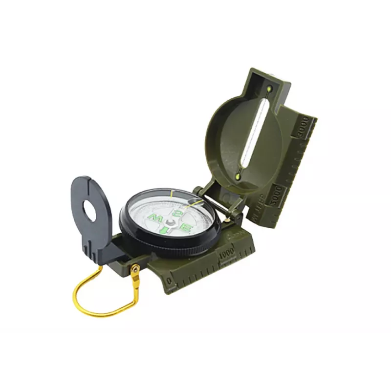 LEAN Tourist Compass with Fluorescent Hands and Aluminum Housing, 360-Degree Scale, Ruler