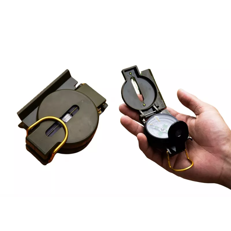 LEAN Tourist Compass with Fluorescent Hands and Aluminum Housing, 360-Degree Scale, Ruler