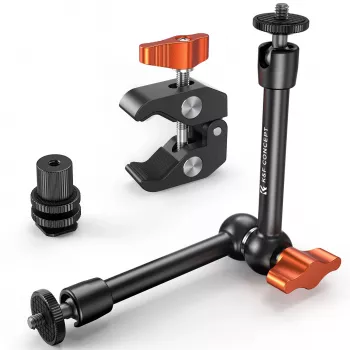KF Magic Arm Super Clamp Mounting Kit with 1/4 inch & 3/8 inch Threads, 15-55mm Jaw, ISO Cold Shoe