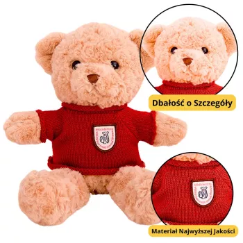 LEAN TOYS Plush Mascot Cuddly Toy Teddy Bear Beige Red Sweater 40cm