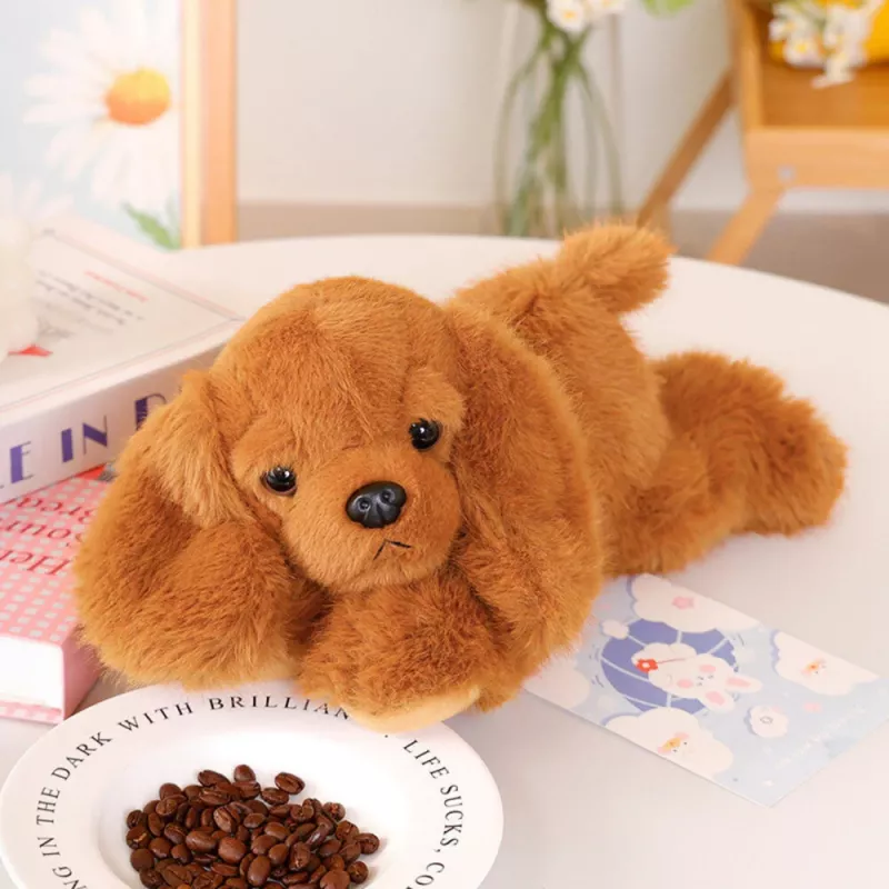 LEAN TOYS Plush Cocker Spaniel Dog with Weighted Paws Brown 30cm