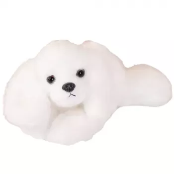 LEAN TOYS Plush Maltese Dog with Weighted Paws White 30cm