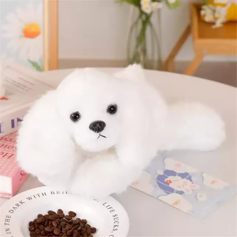 LEAN TOYS Plush Maltese Dog with Weighted Paws White 30cm