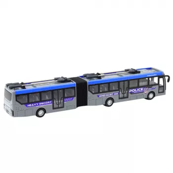 LEAN TOYS RC Police Articulated Bus Remote Controlled Lights Gray 1:32