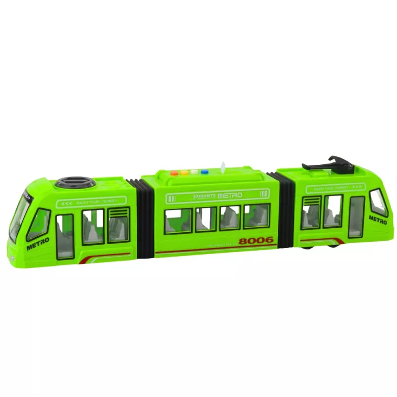 LEAN TOYS City Metro Tram Opening Doors Lights Sounds Green 1:16