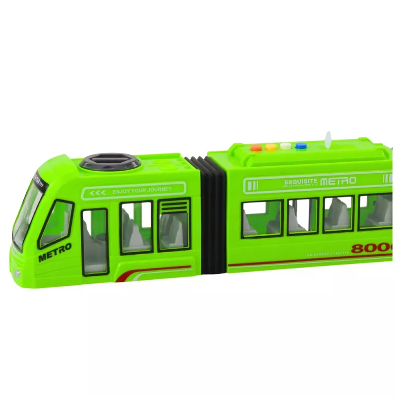 LEAN TOYS City Metro Tram Opening Doors Lights Sounds Green 1:16