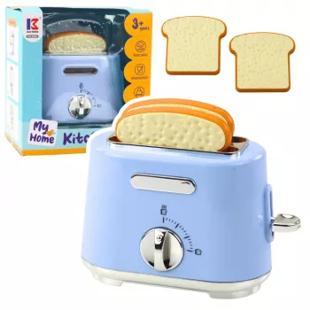 LEAN TOYS Kids Kitchen Toaster with Pop-Up Toast, Blue Wooden Toy