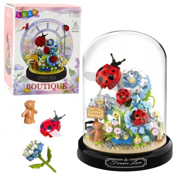 LEAN TOYS Construction Blocks Floral Composition with Ladybugs in a Dome 596 pcs