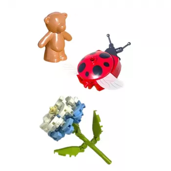 LEAN TOYS Construction Blocks Floral Composition with Ladybugs in a Dome 596 pcs