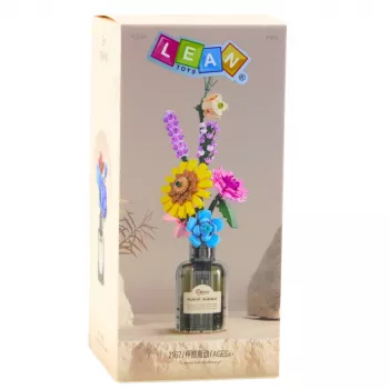 LEAN TOYS Construction Blocks Bouquet of Colorful Flowers in a Vase - 387 Pieces, Creative Building Set for Ages 6+