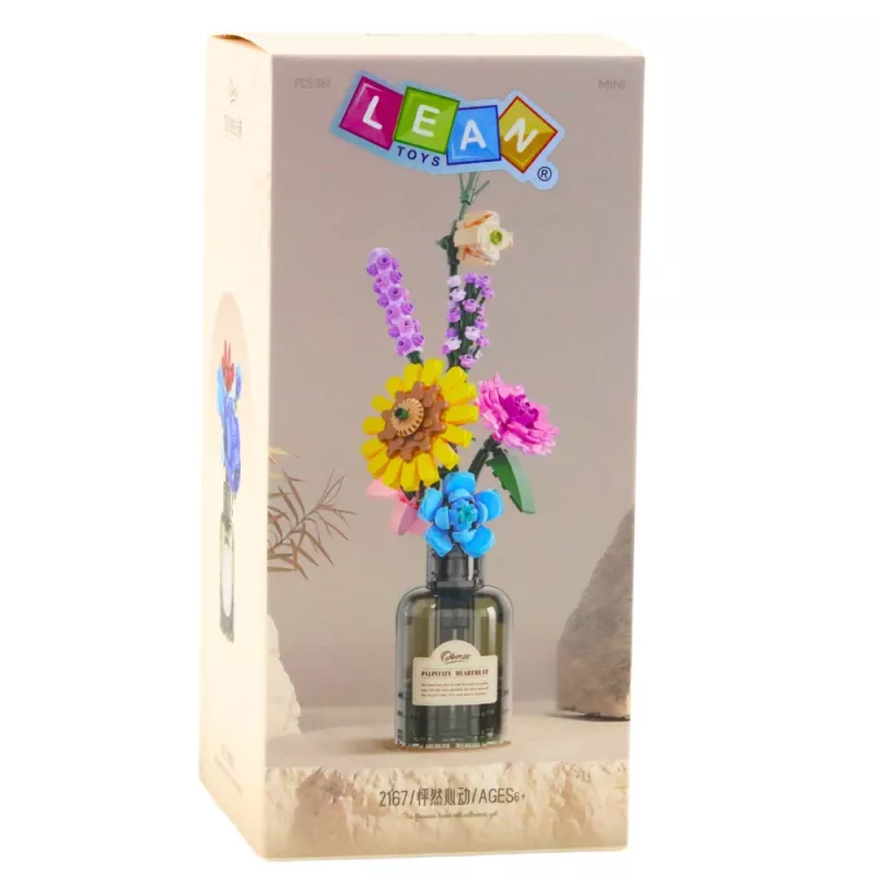 LEAN TOYS Construction Blocks Bouquet of Colorful Flowers in a Vase - 387 Pieces, Creative Building Set for Ages 6+