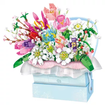 LEAN TOYS Construction Blocks Floral Blue LED Box 761 pcs