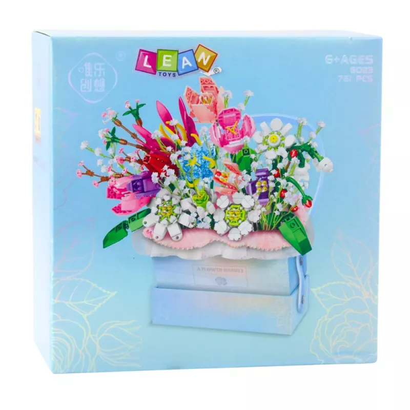 LEAN TOYS Construction Blocks Floral Blue LED Box 761 pcs