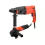 YATO YT-821200 900W SDS+ Rotary Hammer Drill and 125mm 750W Angle Grinder Combo Kit with 3.2J Impact Energy, 3-Mode Operation, Carrying Case