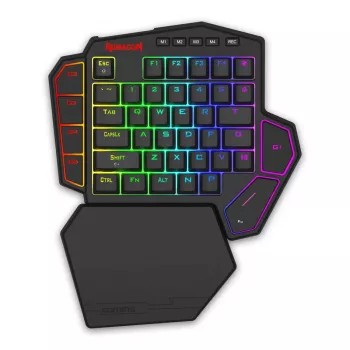 Redragon K585RGB-M DITI Magnetic One-Handed RGB Mechanical Gaming Keyboard, 42-Key, Outemu Blue Switches, Detachable Magnetic Wrist Rest, USB-C, Black