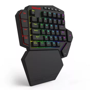 Redragon K585RGB-M DITI Magnetic One-Handed RGB Mechanical Gaming Keyboard, 42-Key, Outemu Blue Switches, Detachable Magnetic Wrist Rest, USB-C, Black