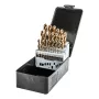NEO TOOLS 25-Piece HSS-TiN Twist Drill Bit Set for Metal, 1.0–13.0 mm, DIN 338, 135° Split Point, Metal Case