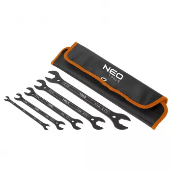 NEO TOOLS Super Thin Double-Ended Flat Wrenches, 4-in-1, 6-27 mm (20 Sizes), Set of 5