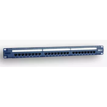 EmiterNet 19-Inch 1U 24-Port RJ45 UTP Cat.5e Patch Panel with Cable Management Shelf, Blue (PoE Compatible)