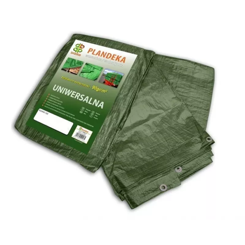 Bradas PL906/10 Heavy-Duty Blue Polyethylene Tarpaulin 12 x 10 m, 60 g/m², Waterproof, UV-Resistant, Reinforced Edges with Aluminum Eyelets