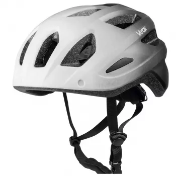 Vayox Active Cycling Helmet with LED Light, White-Black, Size M (54-58 cm)