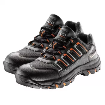 NEO TOOLS 82-710 S1P SRC Steel Toe Safety Footwear, Size 43, Black/Grey
