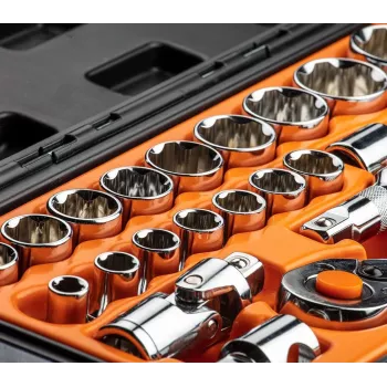 NEO TOOLS 08-694 1/2 Inch Drive Socket Wrench Set, 23-Piece, Chrome Vanadium Steel, DIN 3124