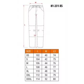 NEO Tools 81-231-XS Protective Work Trousers, Grey with Green Accents, Size XS, 100% Cotton, 270 g/m², CE Certified