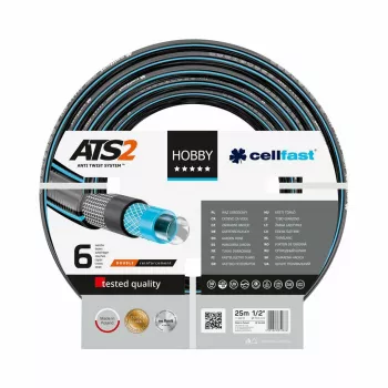 CELLFAST HOBBY ATS 1 Garden Hose 10 m – 1/2 inch 3-Layer Anti-Twist PVC, Burst 20 bar, UV & Algae Resistant, Green/Yellow