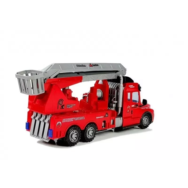 LEAN TOYS Fire Truck with Ladder R/C Remote Control 1:14 Scale 2.4GHz Water Spray Lights Sounds