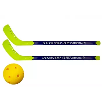 LEAN TOYS Floorball Set with 2 Hockey Sticks and Ball, 82 cm, Red/Blue, for Kids 6+