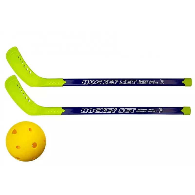 LEAN TOYS Floorball Set with 2 Hockey Sticks and Ball, 82 cm, Red/Blue, for Kids 6+