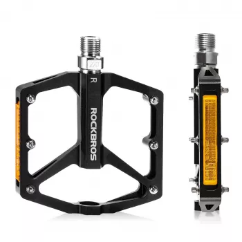ROCKBROS K371 Aluminium Reflective Bike Pedals with Sealed Bearings - Black