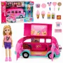 LEAN TOYS Ice Cream Food Truck Doll Playset Foldable Pink 33 Pieces