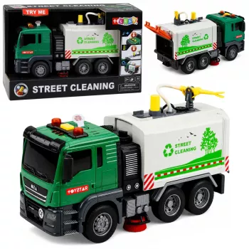 LEAN TOYS Street Sweeper Truck Water Function Lights Sounds 1:14