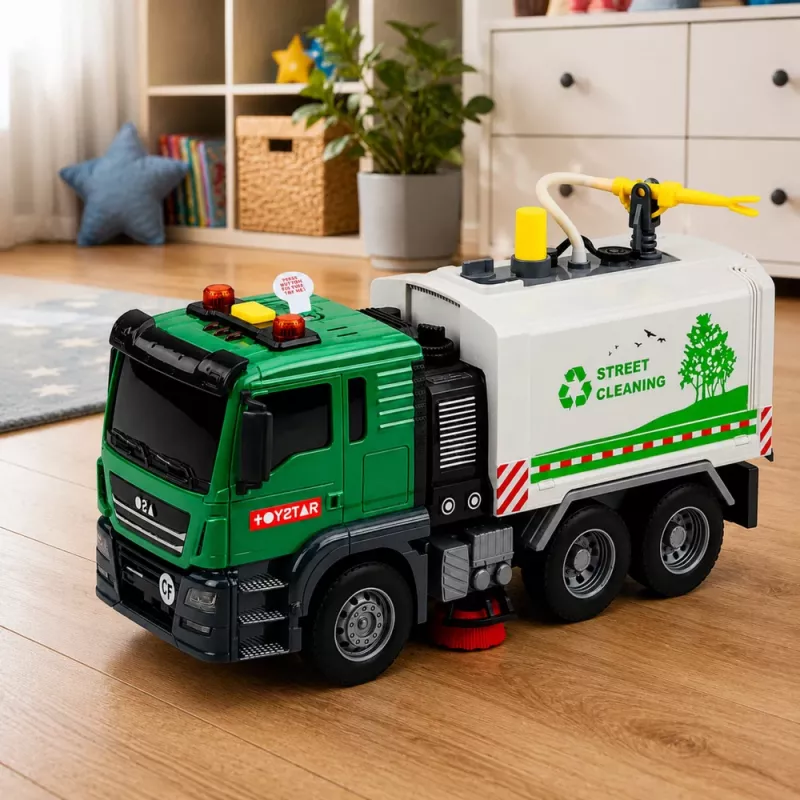 LEAN TOYS Street Sweeper Truck Water Function Lights Sounds 1:14
