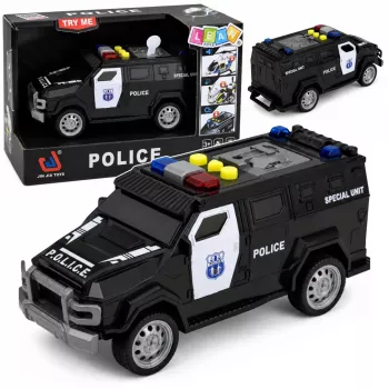 LEAN TOYS Police Car Special Vehicle 1:32 Scale Black with Lights and Sounds