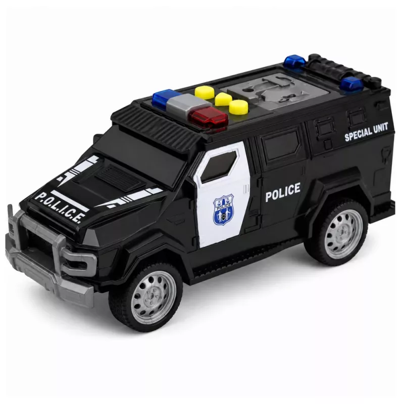 LEAN TOYS Police Car Special Vehicle 1:32 Scale Black with Lights and Sounds