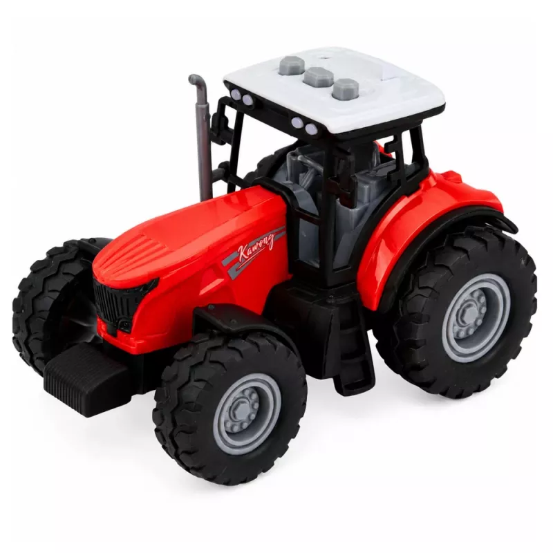 LEAN TOYS Tractor with Trailer for Transporting Animals Cow Figures Lights Sounds 4 pcs