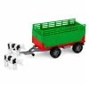 LEAN TOYS Tractor with Trailer for Transporting Animals Cow Figures Lights Sounds 4 pcs