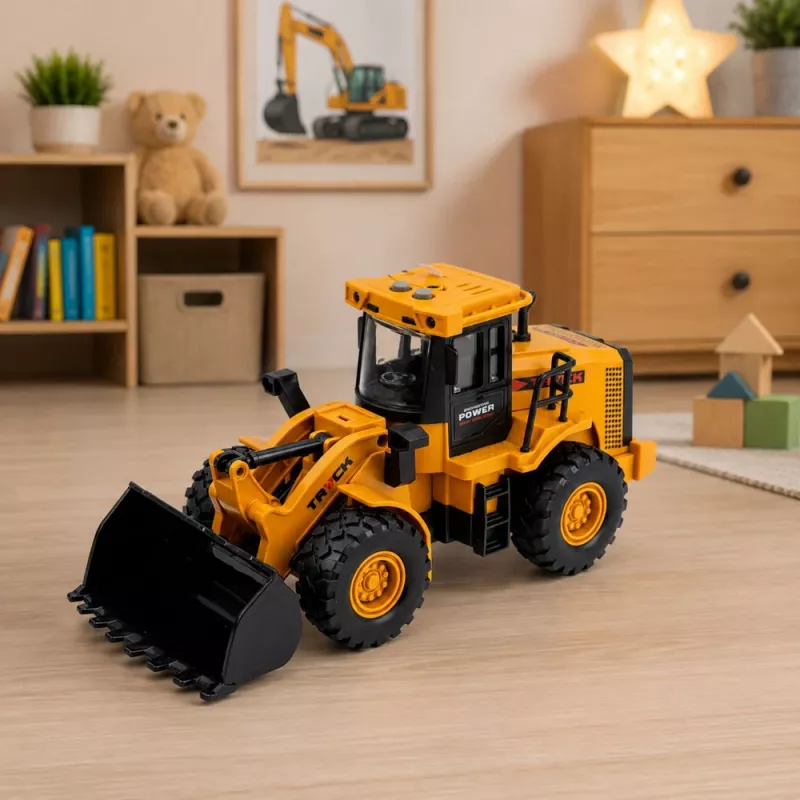 LEAN TOYS Construction Vehicle Excavator With Movable Bucket Lights Sounds Yellow 1:43