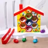 LEAN TOYS Wooden Beehive Dexterity Toy with Tweezers and 6 Bees - Educational Motor Skills Game for Ages 3+