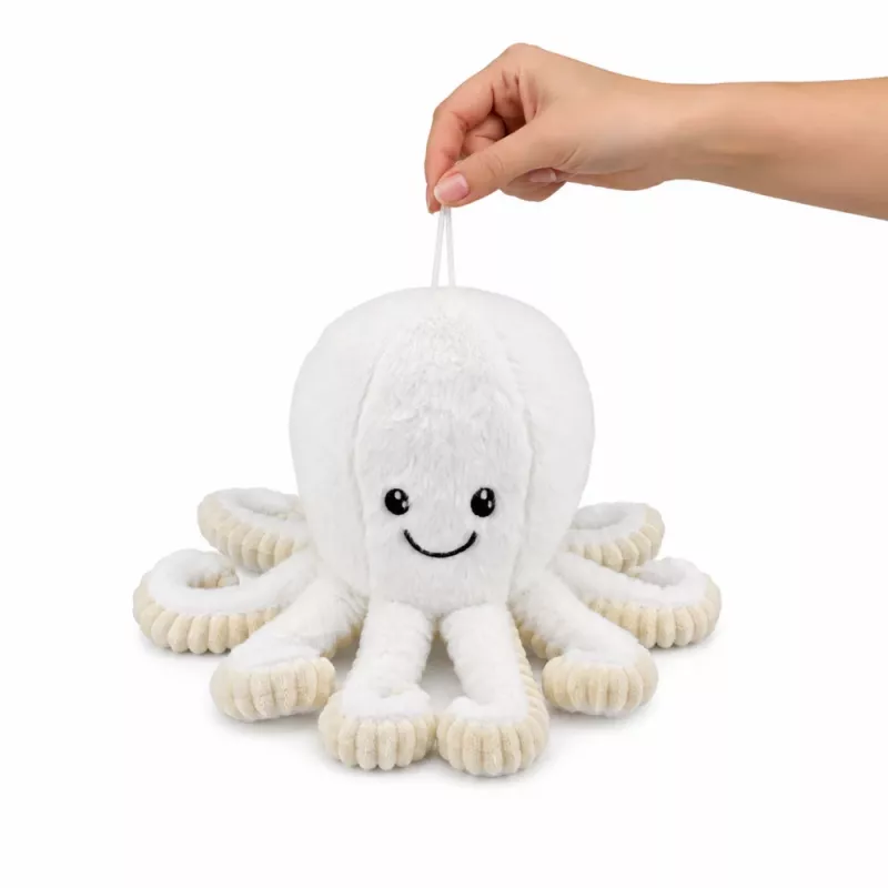 LEAN TOYS Plush Octopus Stuffed Animal with Elastic Tentacles, White, 30 cm