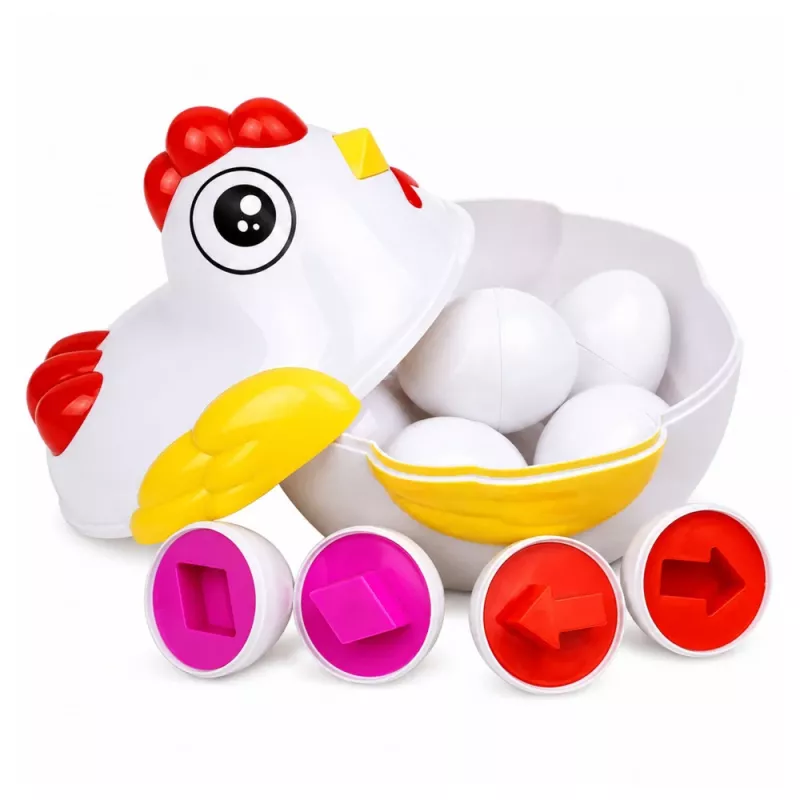 LEAN TOYS Educational Hen 12 Egg Sorter Learning Shapes Colors Set