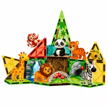 LEAN TOYS Magnetic Construction Blocks Wild Animals Jungle ZOO 27 pcs