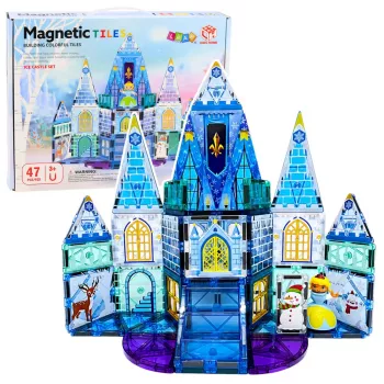 LEAN TOYS Magnetic Construction Blocks Ice Princess Castle Blue 47 pcs
