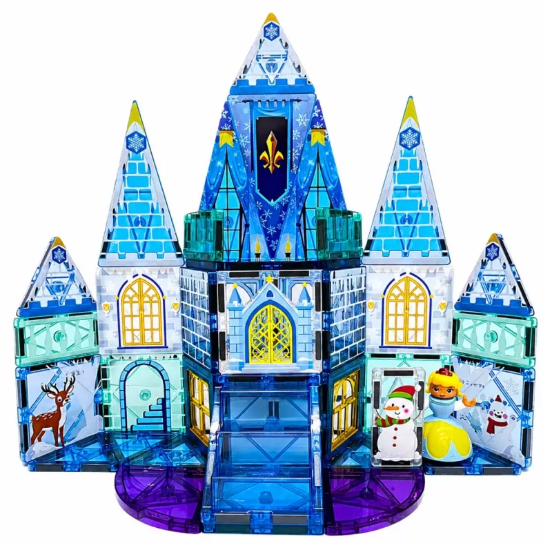 LEAN TOYS Magnetic Construction Blocks Ice Princess Castle Blue 47 pcs
