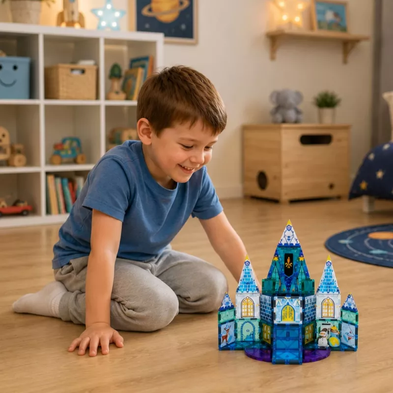 LEAN TOYS Magnetic Construction Blocks Ice Princess Castle Blue 47 pcs