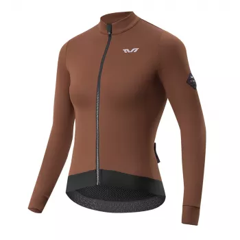 ROCKBROS Women's Thermal Cycling Jersey YDWT006 Brown Size L