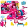 LEAN TOYS Foldable Plane for Dolls Travel Set with 8 Accessories, Pink, 9 Pieces